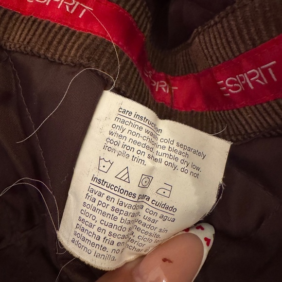 VTG Esprit Brown Corduroy Faux Fur Trimmed Jacket Size S. Stranger thing/Y2K - Picture 8 of 9